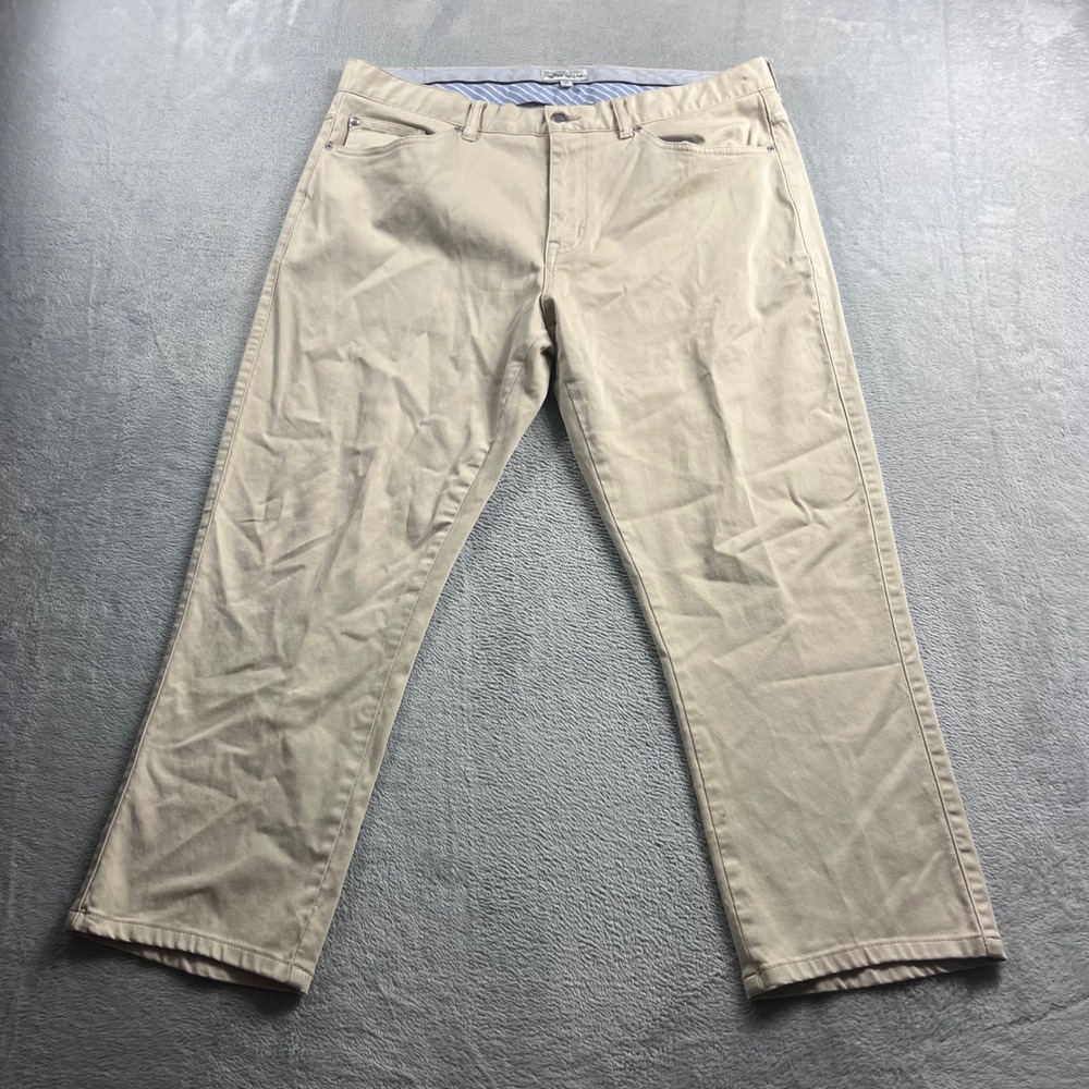 Peter Millar Grain Ultimate Sateen Five-Pocket Pants Khaki Tan ME0B39 Mens 36